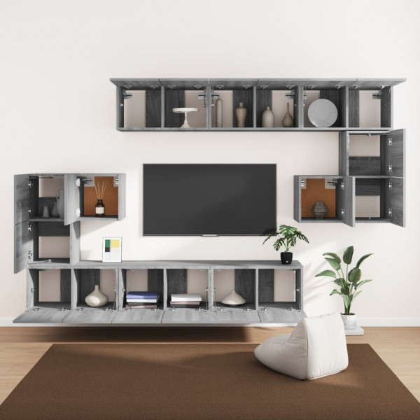 Set de muebles para TV 10 pzas madera contrachapada gris Sonoma M 3