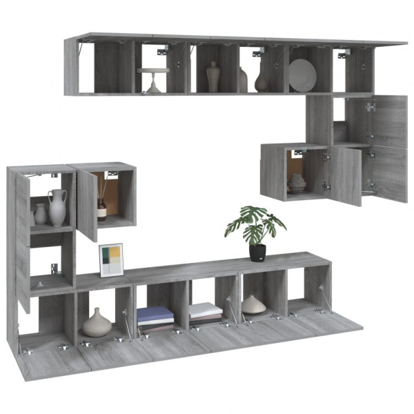 Set de muebles para TV 10 pzas madera contrachapada gris Sonoma M 4