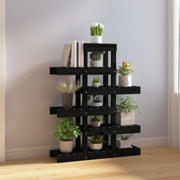 Soporte para plantas madera maciza pino negro 85x25x109.5 cm M 3