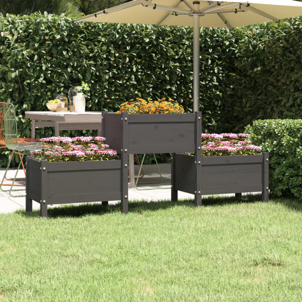 Jardinera de madera de pino maciza gris 178.5x44x75 cm D