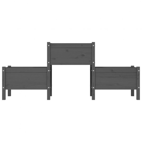 Jardinera de madera de pino maciza gris 178.5x44x75 cm M 4