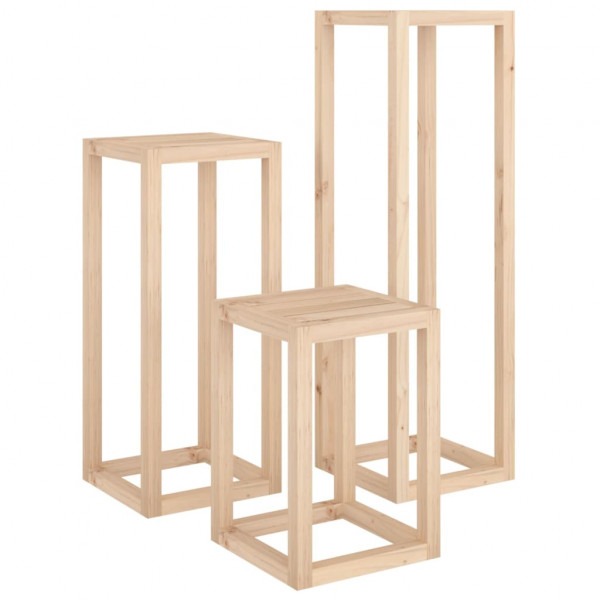 Set de soportes para plantas 3 piezas madera maciza de pino M 2