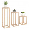 Set de soportes para plantas 3 piezas madera maciza de pino 4