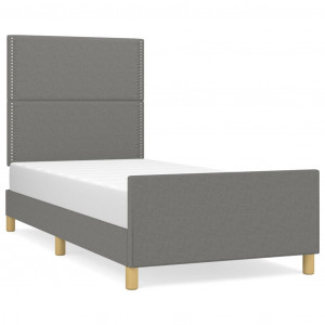 Estrutura de cama sem colchão 90x190 cm tecido cinzento-escuro H