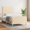 Estructura de cama con cabecero de tela color crema 90x190 cm 1