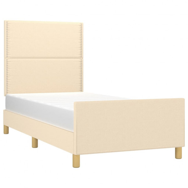 Estructura de cama con cabecero de tela color crema 90x190 cm M 3