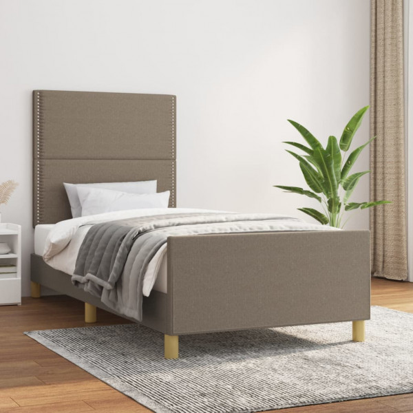 Estructura de cama con cabecero de tela gris taupe 90x200 cm D