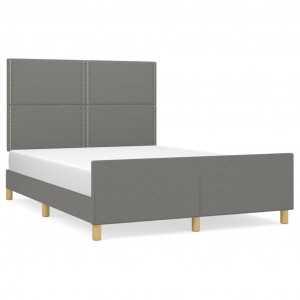 Estructura de cama con cabecero de tela gris oscuro 140x190 cm H