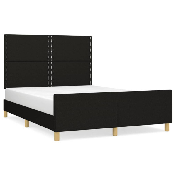Estructura de cama con cabecero de tela negro 140x190 cm M 2