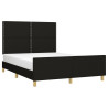 Estructura de cama con cabecero de tela negro 140x190 cm 3