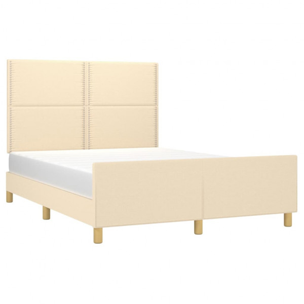 Estrutura de cama sem colchão 140x190 cm tecido cor creme M 3
