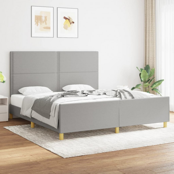 Estructura de cama con cabecero gris claro tela 180x200 cm D