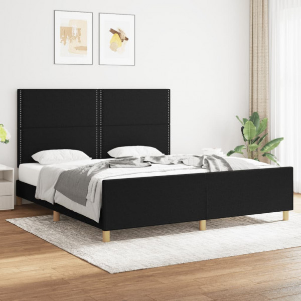 Estructura de cama con cabecero de tela negro 180x200 cm D