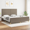 Estructura de cama con cabecero de tela gris taupe 180x200 cm 1