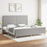 Estructura de cama con cabecero de tela gris claro 200x200 cm 1