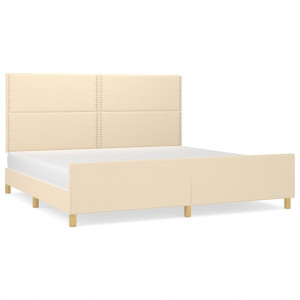 Estrutura de cama sem colchão 200x200 cm tecido cor creme H