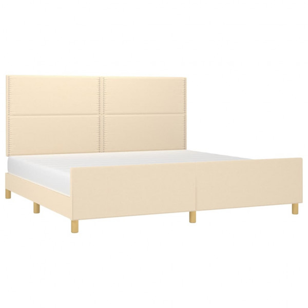 Estructura de cama con cabecero de tela color crema 200x200 cm M 3