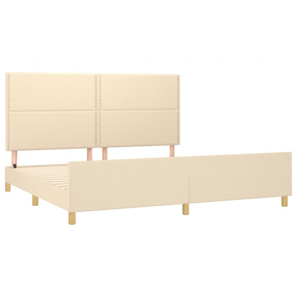 Estructura de cama con cabecero de tela color crema 200x200 cm M 4