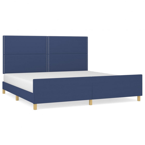 Estructura de cama con cabecero de tela azul 200x200 cm M 2