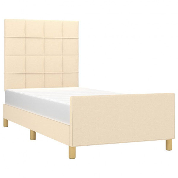 Estructura de cama con cabecero de tela color crema 90x190 cm M 3