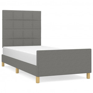 Estructura de cama con cabecero de tela gris oscuro 100x200 cm H