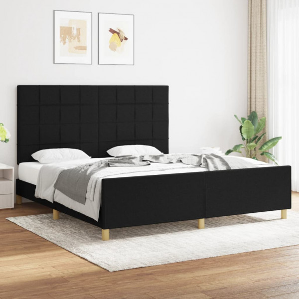 Estructura de cama con cabecero de tela negro 180x200 cm D
