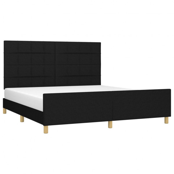 Estructura de cama con cabecero de tela negro 180x200 cm M 3