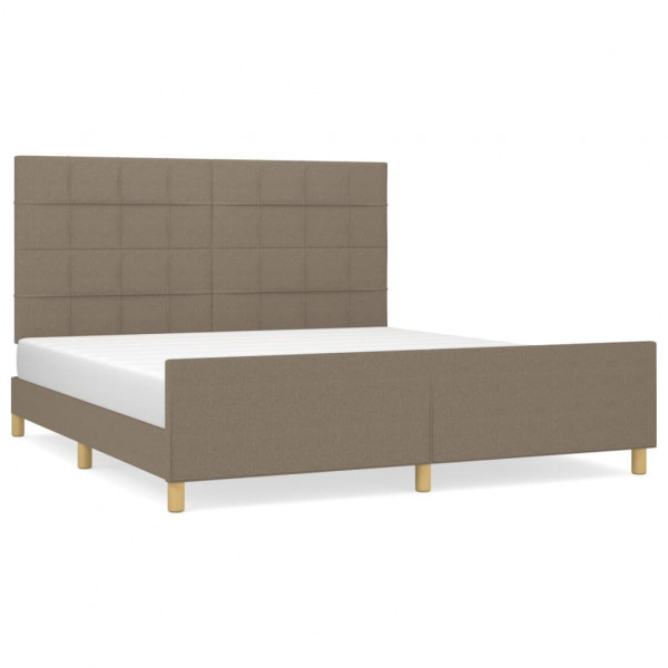 Estructura de cama con cabecero de tela gris taupe 180x200 cm M 2