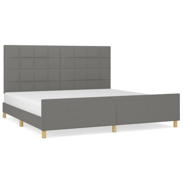 Estructura de cama con cabecero tela gris oscuro 200x200 cm M 2