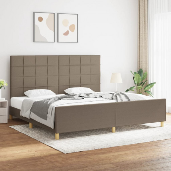 Estructura de cama con cabecero de tela gris taupe 200x200 cm D