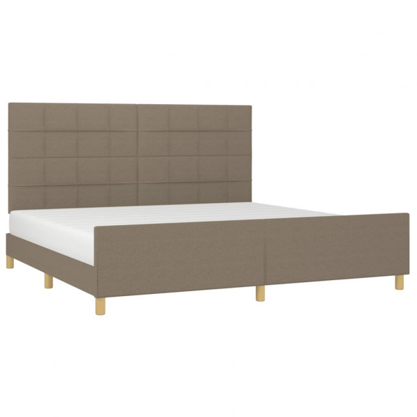 Estructura de cama con cabecero de tela gris taupe 200x200 cm M 3