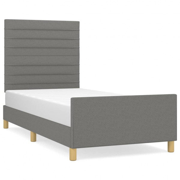 Estrutura de cama sem colchão 90x190 cm tecido cinzento-escuro M 2