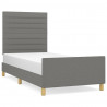 Estructura de cama con cabecero de tela gris oscuro 90x190 cm 2