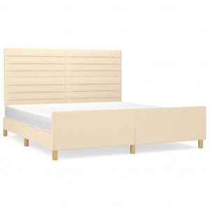 Estrutura de cama sem colchão 180x200 cm tecido cor creme H