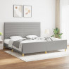 Estructura de cama con cabecero de tela gris claro 200x200 cm 1