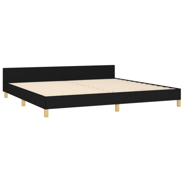 Estructura de cama con cabecero de tela negro 200x200 cm M 5