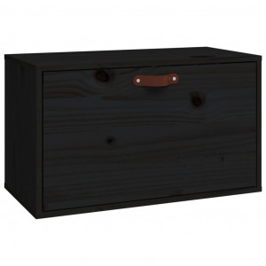 Armario de pared de madera maciza de pino negro 60x30x35 cm H