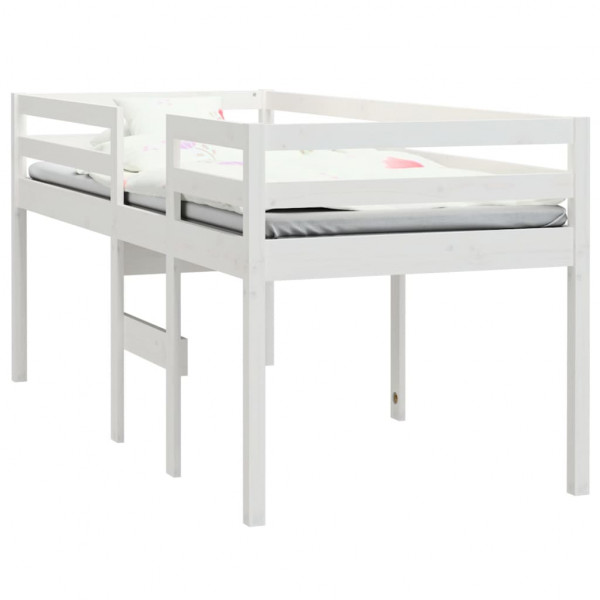 Cama alta 75x190 cm madeira de pinho maciça branco M 3