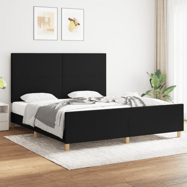 Estructura de cama con cabecero de tela negro 180x200 cm D
