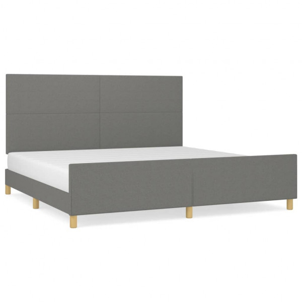 Estructura de cama con cabecero tela gris oscuro 200x200 cm M 2