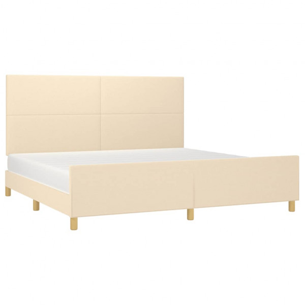 Estructura de cama con cabecero de tela color crema 200x200 cm M 3