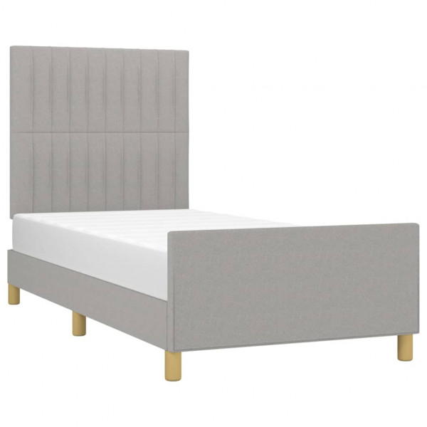 Estructura de cama con cabecero de tela gris claro 90x190 cm M 3