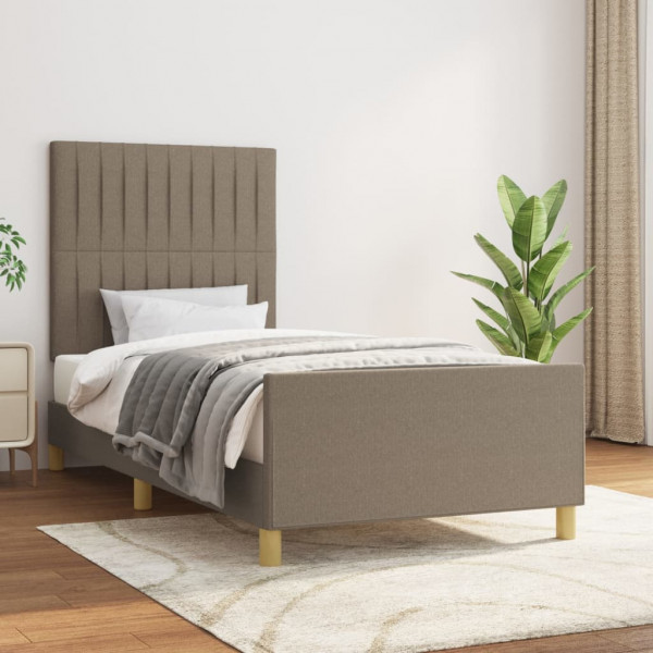 Estructura de cama con cabecero de tela gris taupe 90x190 cm D