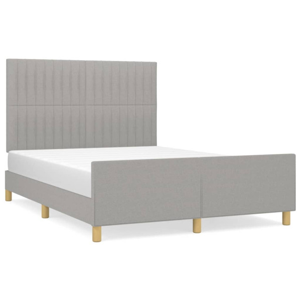 Estructura de cama con cabecero de tela gris claro 140x190 cm M 2