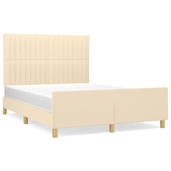 Estrutura de cama sem colchão 140x190 cm tecido cor creme M 2