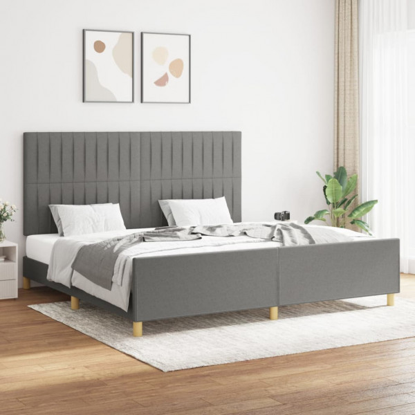 Estructura de cama con cabecero tela gris oscuro 200x200 cm D
