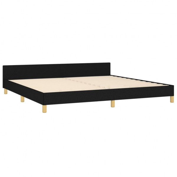 Estructura de cama con cabecero de tela negro 200x200 cm M 5
