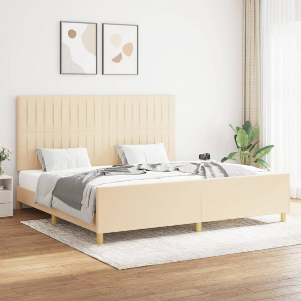 Estructura de cama con cabecero de tela color crema 200x200 cm D