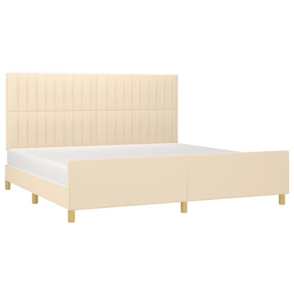 Estrutura de cama sem colchão 200x200 cm tecido cor creme M 3