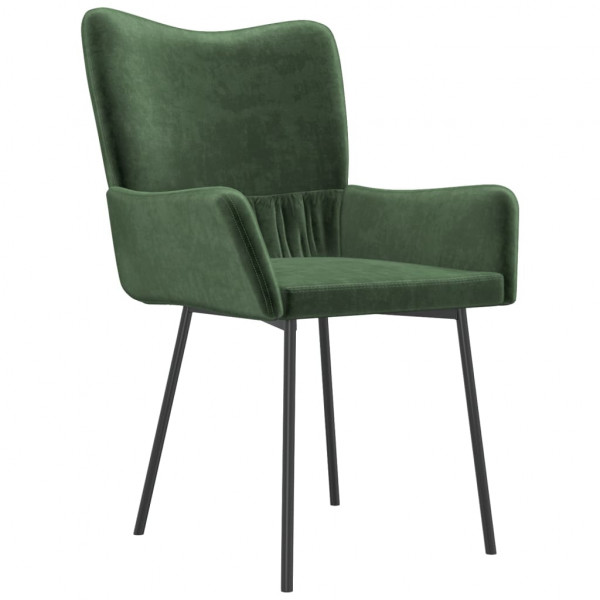 Cadeiras de jantar 2 pcs veludo verde-escuro M 4